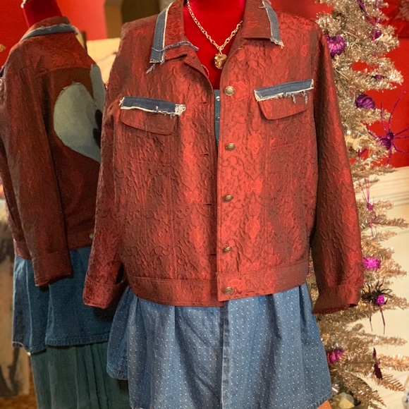 🔥SOLD🔥 UpCycled Vintage Heart Denim Duster Gypsy Hippie - Picture 2 of 8